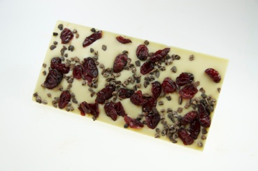 Tafel Weisse Schokolade mit Kakaokernen u. Cranberries  90g