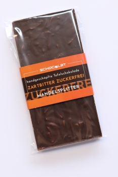 Preview: Tafel Zartbitter zuckerfrei mit geröst. Mandelsplittern  100g