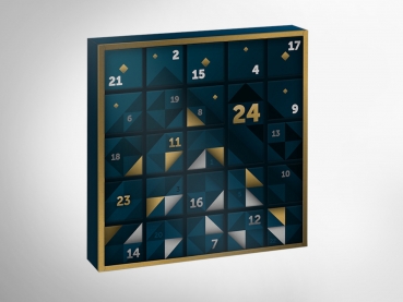 Adventskalender - Puzzlebox schwarz mit Pralinen  250g