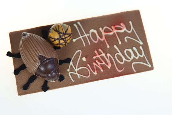 Dek. Tafel klein mit Maikäfer und Praline