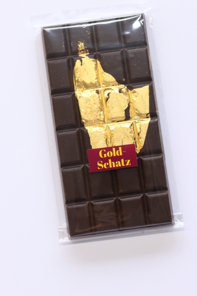 Tafel Zartbitter mit Blattgold  80g