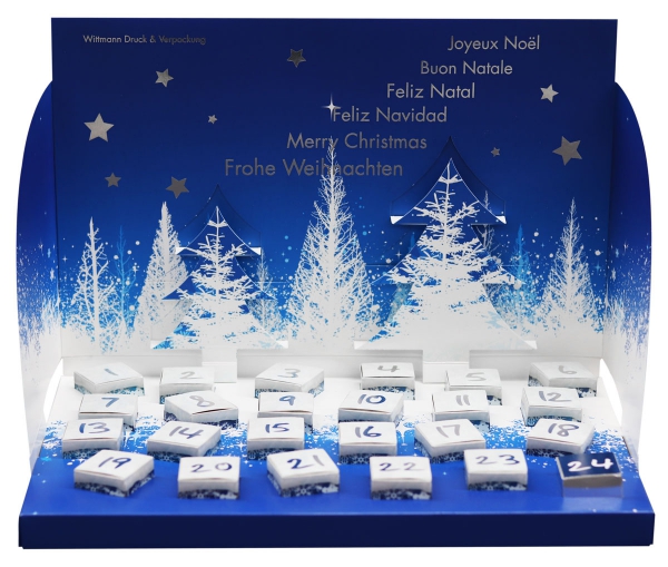 Adventskalender - Winterlandschaft mit Pralinen  250g