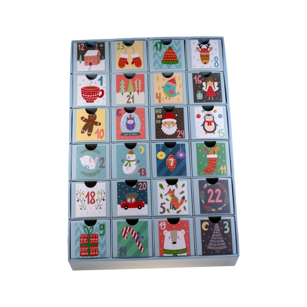 Adventskalender - Puzzlebox bunt mit Pralinen 250g